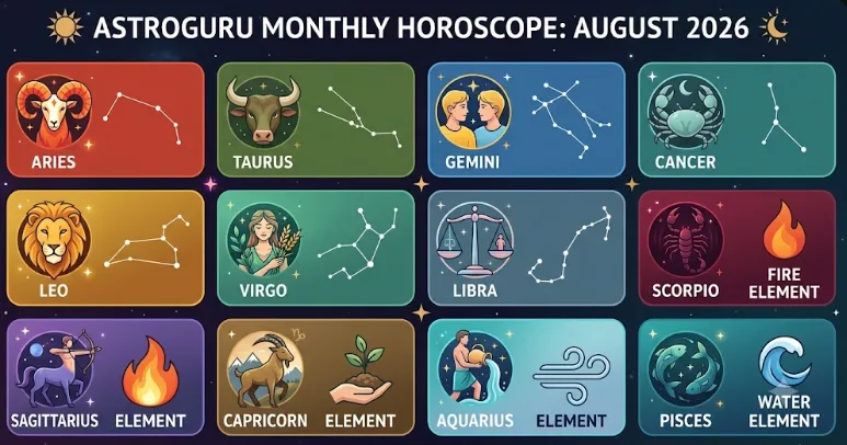 Monthly Horoscope August 2026 for all 12 zodiac signs by AstroGuru